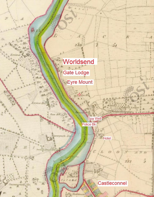 Castleconnell and Worldsend, Co Limerick (OSI 6" ~1840)